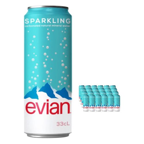 Evian Sparkling Water Can Multipack, 24 x 330 ml