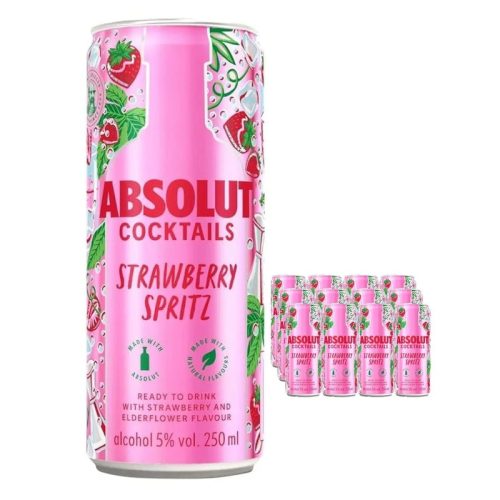 Absolut Strawberry Spritz Premixed Can Multipack, 12 x 250 ml