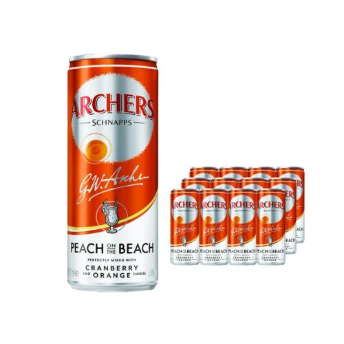 Archers Peach on the Beach Premixed Cocktail Multipack, 12 x 250 ml